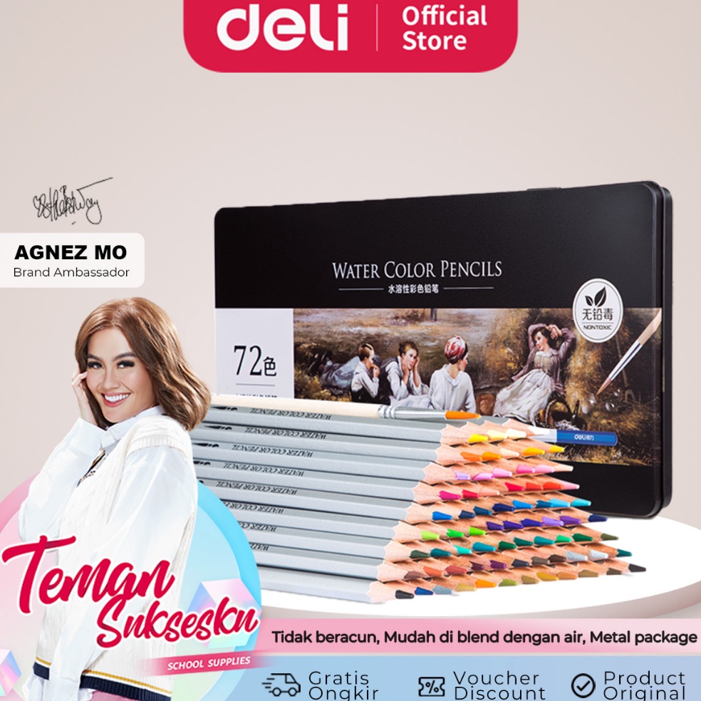 

BIG Promo Deli Pensil Warna 24/36/48/72 WARNA tidak beracun, dapat dicuci dan teknologi hybrid 6521