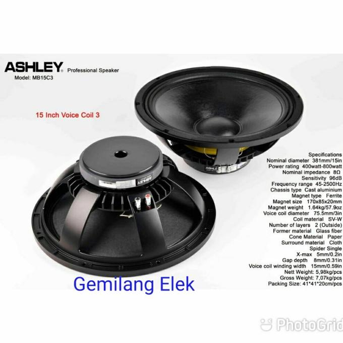 Speaker ASHLEY 15 inch MB15C3 Original