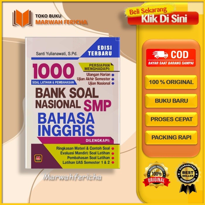 FLASH SALE BUKU 1000 BANK SOAL BAHASA INGGRIS SMP BANK SOAL LATIHAN & PEMBAHASAN TERLARIS