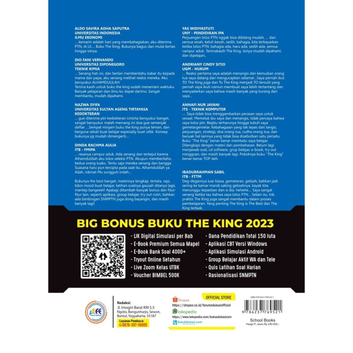 DISKON SPESIAL BUKU SBMPTN UTBK SAINTEK 2023 THE KING BEDAH TERBARU