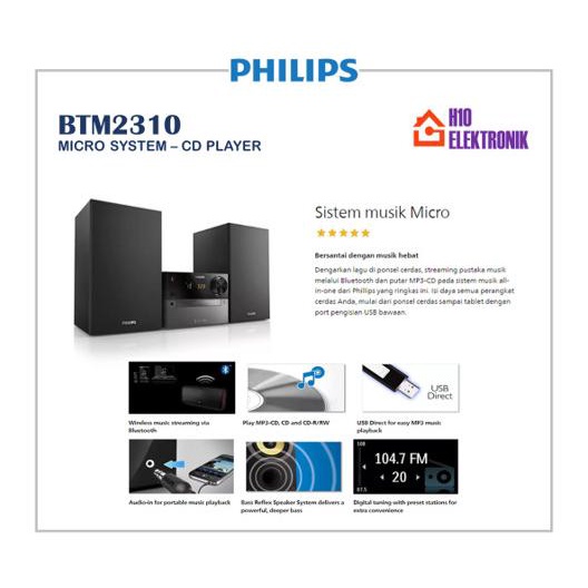 PHILIPS MICRO SYSTEM BTM2310 - CD PLAYER SPEAKER BLUETOOTH