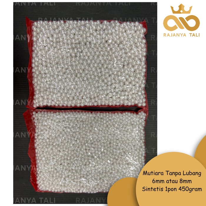 

Mutiara Tanpa Lubang 6mm / 8mm Sintetis 1pon 450gram