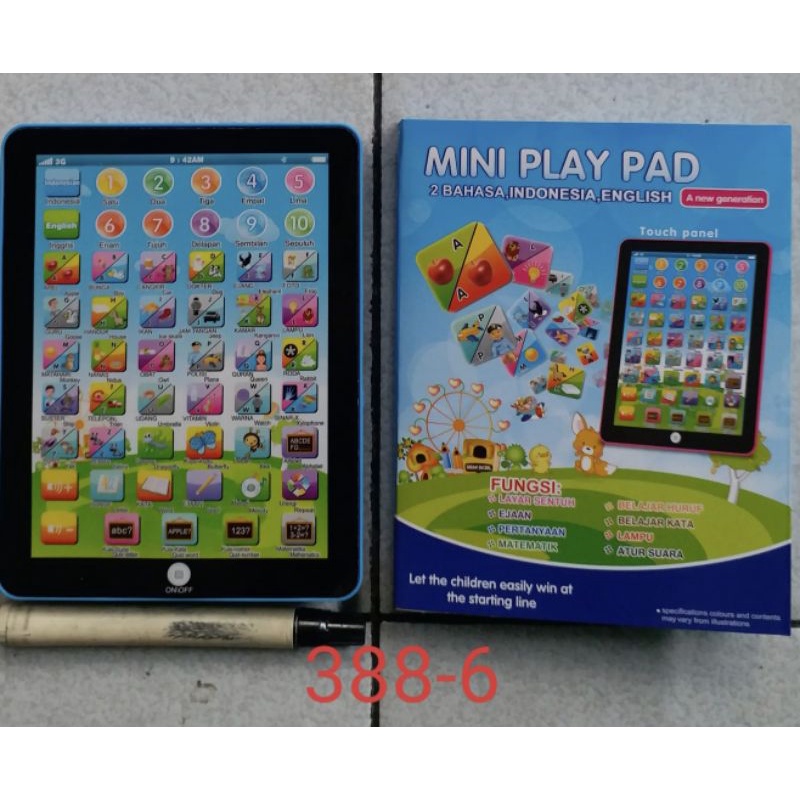 Mainan tablet Mini play Pad mainan tablet 2 bahasa