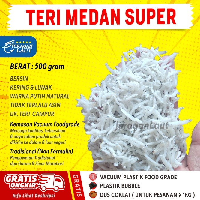 

ikan teri nasi medan kasar super 500 gram premium grade a kering asin