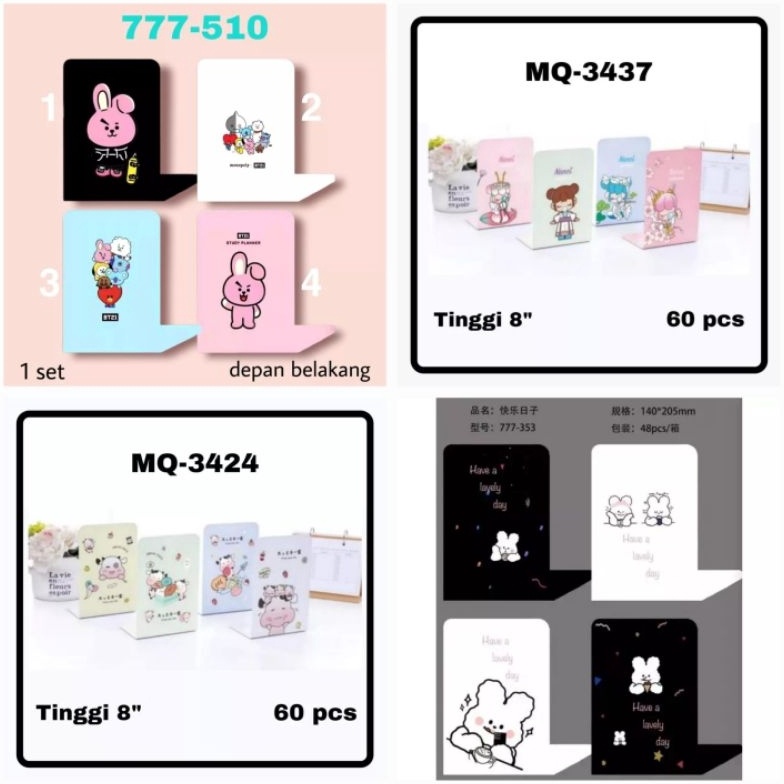 

[ART. S86Q] FREE DUS 1 Set Isi 2 Pcs Book End Stand/ Sandaran Penyangga Buku BTS/ Boneka 3437/ Sapi 3424