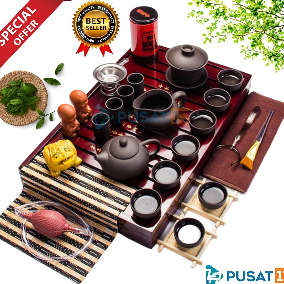 ➾❃❇ CHINESE TEA POT SET COMPLET C01 / CHINESE TEA TRAY POT SET  / MEJA TEH CHINA SET KAYU/ SOUVENIR 