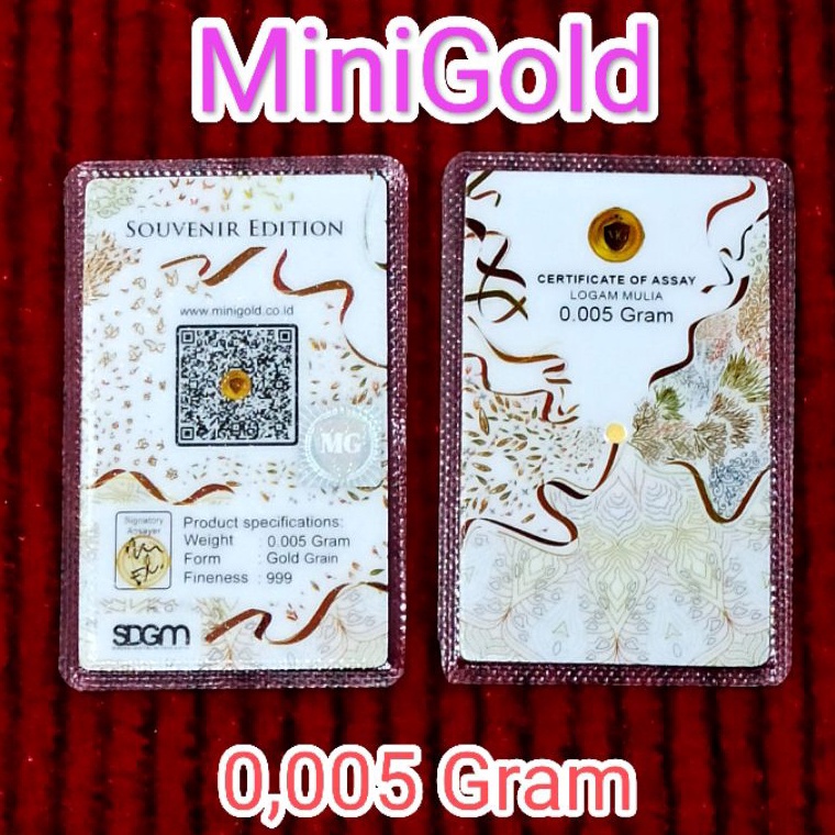[132] MiniGold Souvenir 0.005 0,005 Gram Emas Mini Logam Mulia 24 Karat M0del Terkni