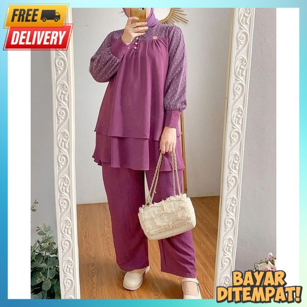 Setelan Modis Baju 1 Set Stelan Terbaru 2024 Setlan Wanita Kekinian Import Baju Outfit Wanita Kekini