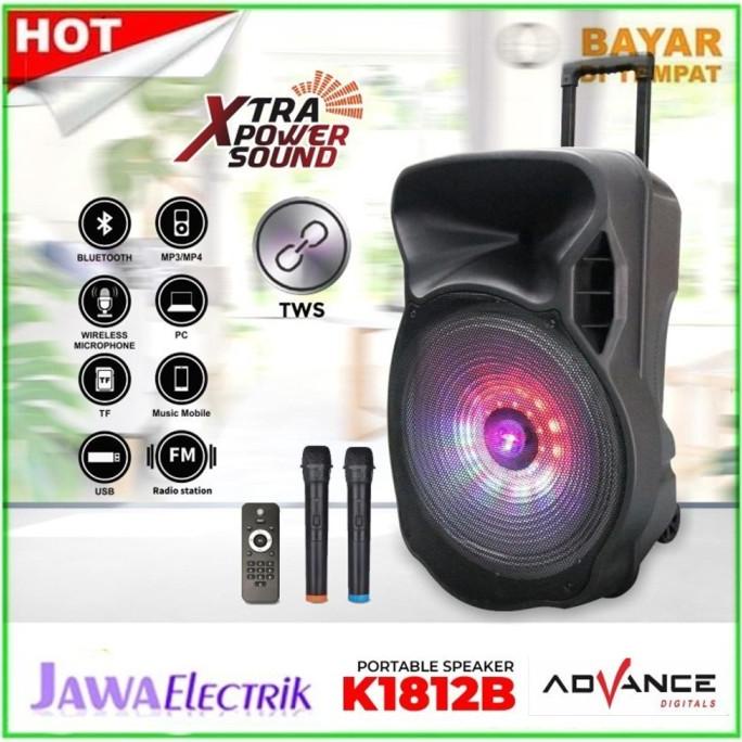 ADVANCE K1812B/SPEAKER PORTABLE ADVANCE 18 inch - FREE 2BH MIC