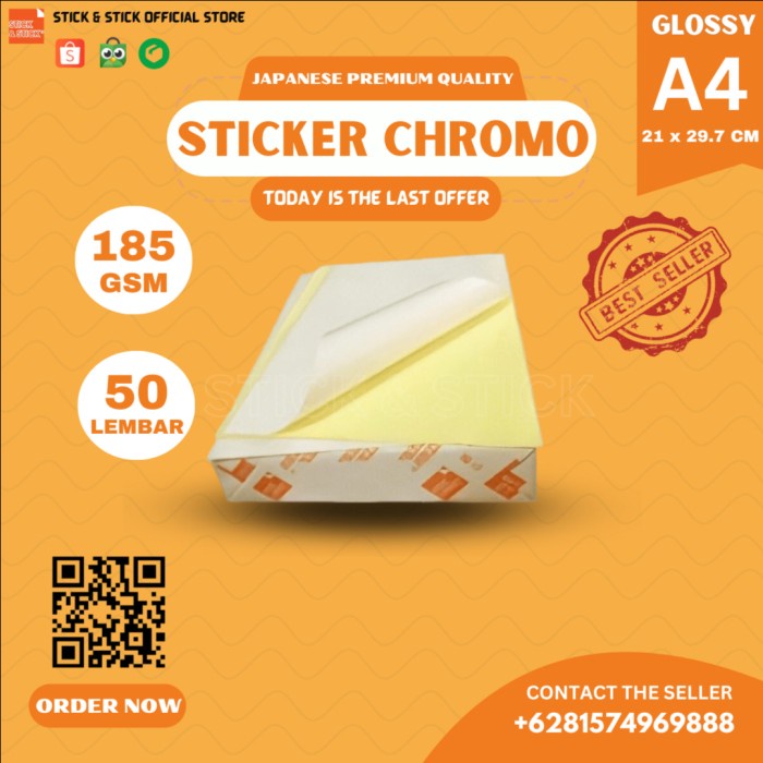 

S&S A4 Sticker CHROMO Glossy ULTIMATE Quality 250 Sheets