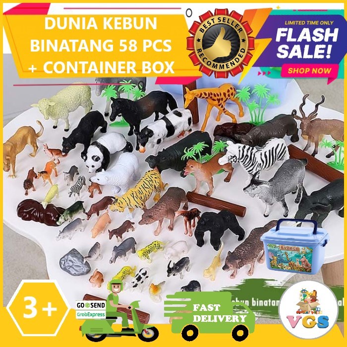 MAINAN ANAK FIGURE / MINIATUR KEBUN BINATANG ZOO 58 PCS