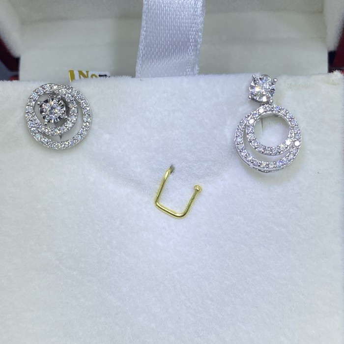 ✨Termurah Giwang Berlian Eropa Emas Putih 750 Oscar Diskon