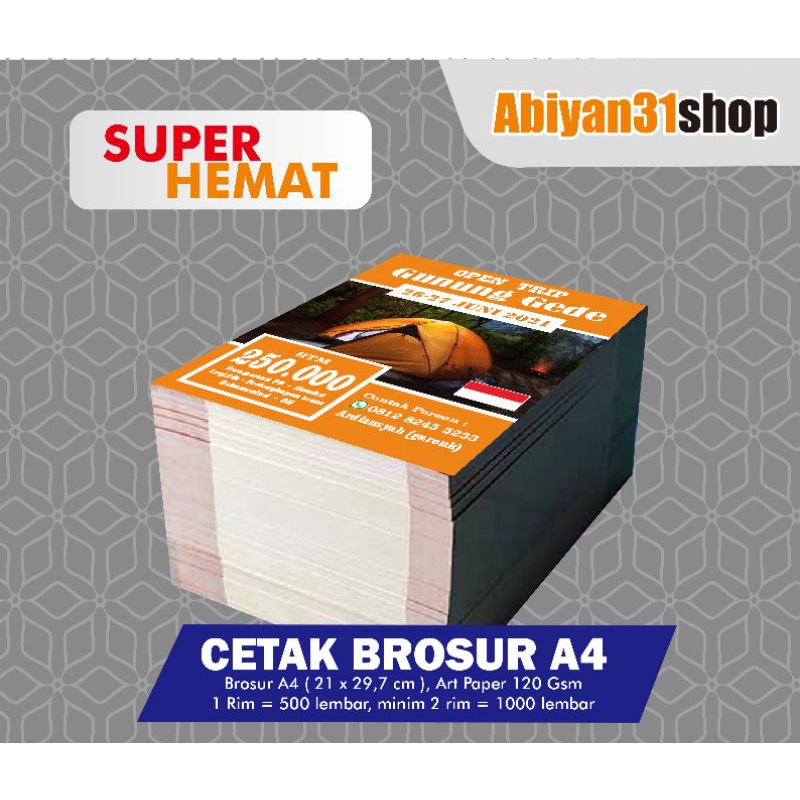 

Cetak Brosur Flyer A4 | Art Paper 120 gr MURAH 1 Sisi, 2 Sisi