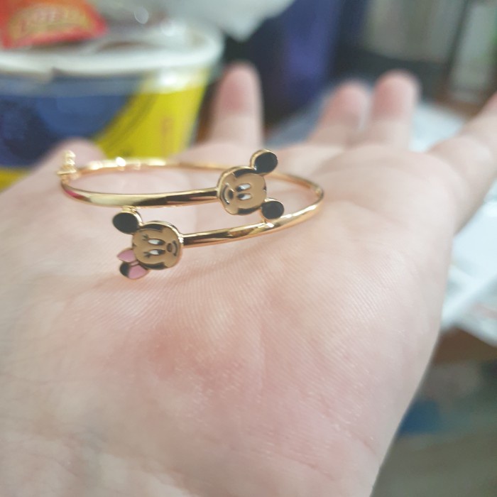 ✨Ori Bangle Gelang Kaku Bulat Anak Emas Asli 700 70 Mickey Minnie Mouse Limited