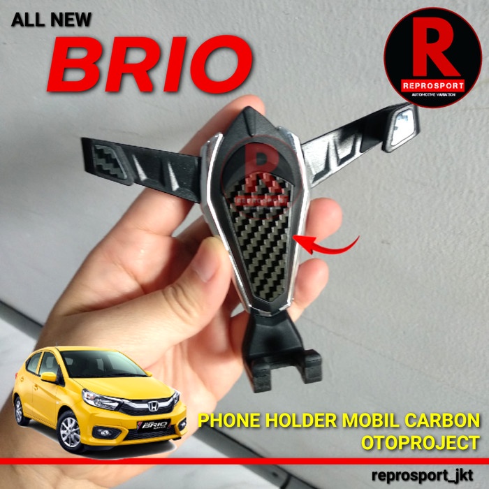 ✅Original Brio 2018 Phone Holder Mobil Carbon Otoproject Terbaru
