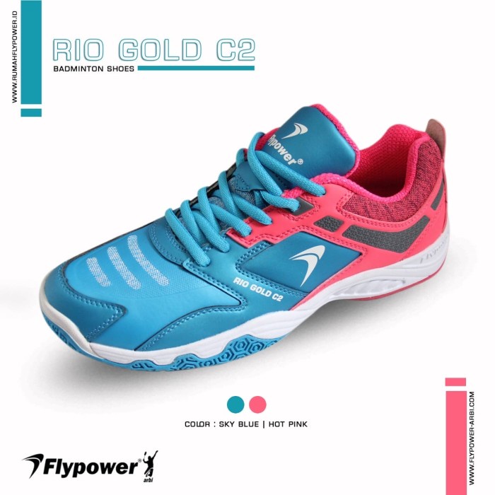 [New Ori] Sepatu Badminton Flypower Rio Gold C2 Terbaru
