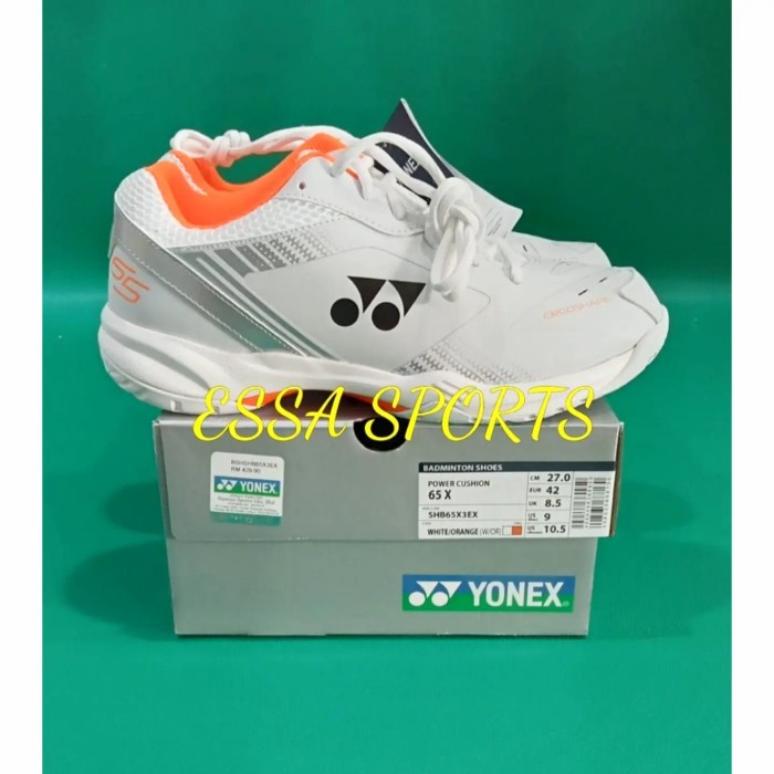 ✨Ori Sepatu Badminton Yonex Shb65 X3 White Orange Original Bisa Sameday