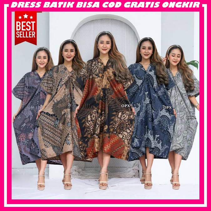 Batiek Baju Batik Wanita Modern Kantor Elegan Bju Christmas Gaun Chrismast Dress Korean Style Import