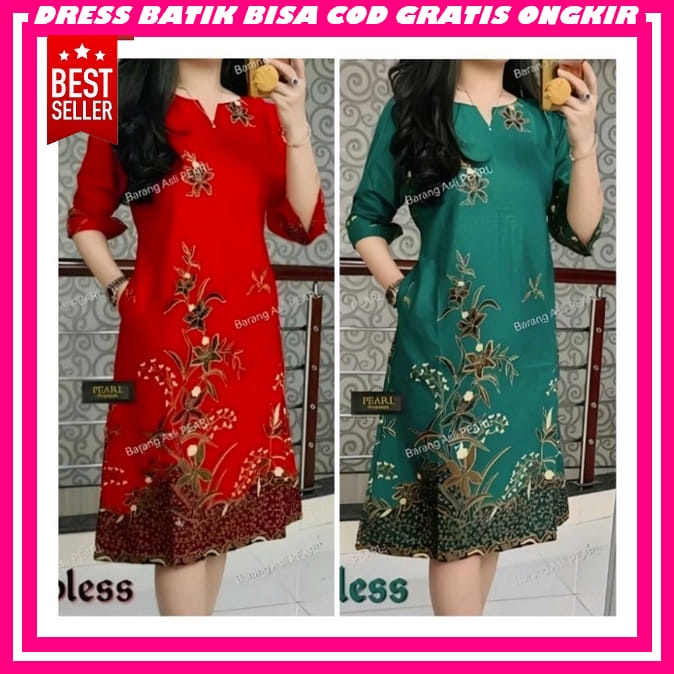 Batik Wanita Modern Kantor Elegan Bju Christmas Gaun Chrismast Dress Korean Style Import Premium Dre