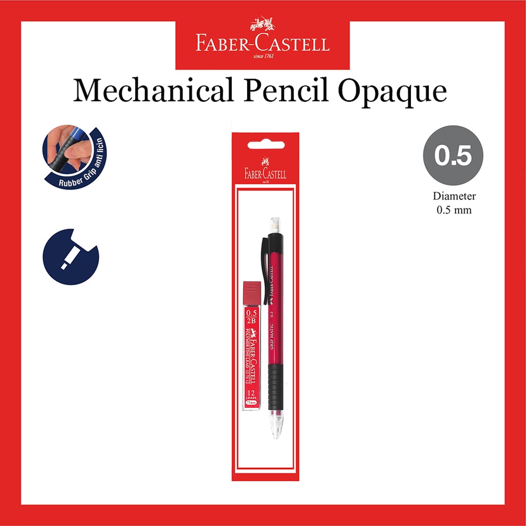 

Pensil Mekanik Faber Castell/Mechanic Pencil Transparan Blister/Ukuran 0.5 MM /GRATIS 1 Tube Refill
