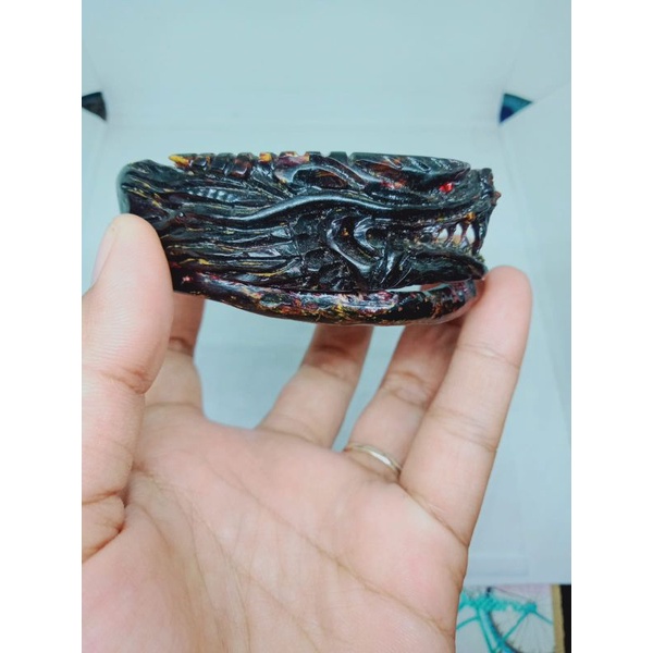 gelang akar bahar merah ukir kepala naga