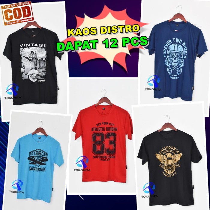 [New] Dapat 1 Lusin Isi 12 Kaos  Grosir Kaos Distro Original Bandung Diskon