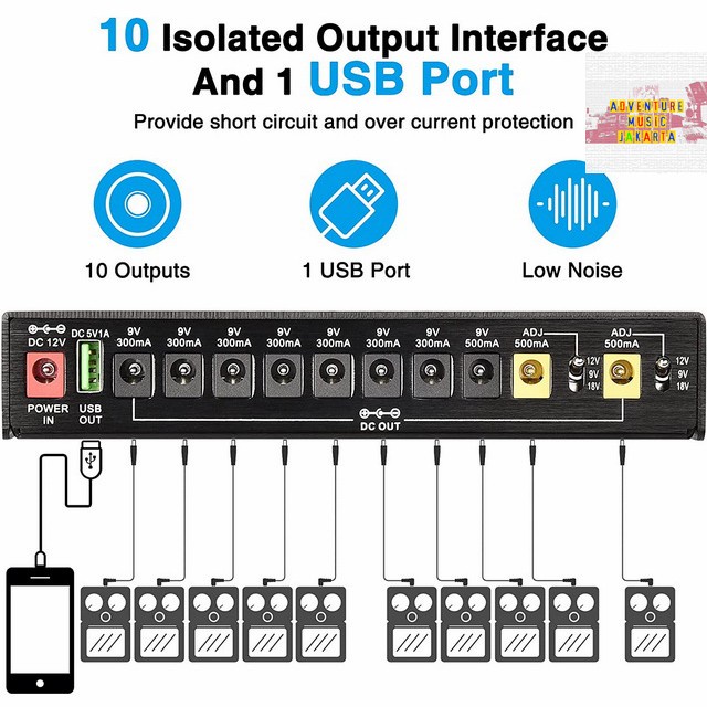 MOSKY ISO10 Isolated Power Supply Adaptor Gitar Mosky ISO 10