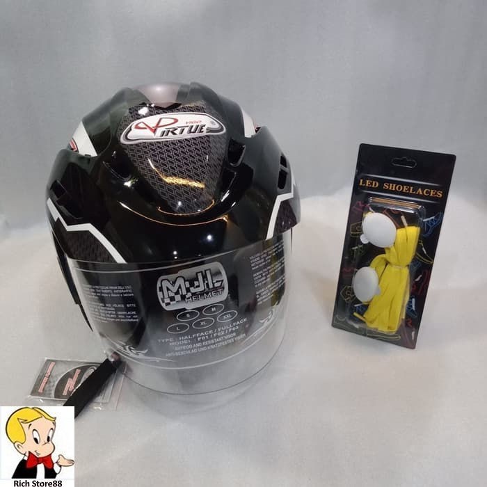 ✨New Sale Helm Half Face Virtue Vigo 15  Tali Sepatu Led Boleh Pilih Warna Bisa Gojek