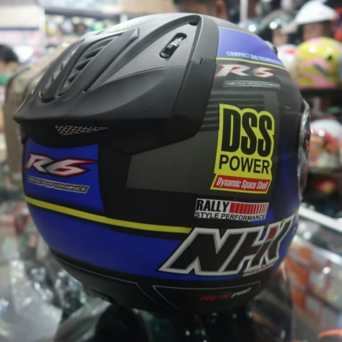✨New Helm Half Face Nhk R6 Dss Blue Yamaha Black Terbaru