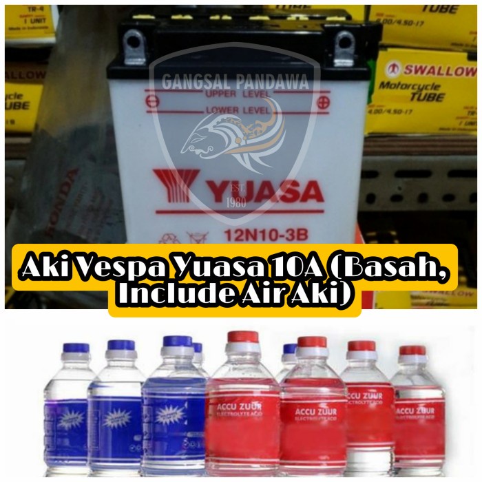 ✨New Aki Vespa 10A Basah Aki Vespa Klasik Basah Aki Basah Yuasa Berkualitas
