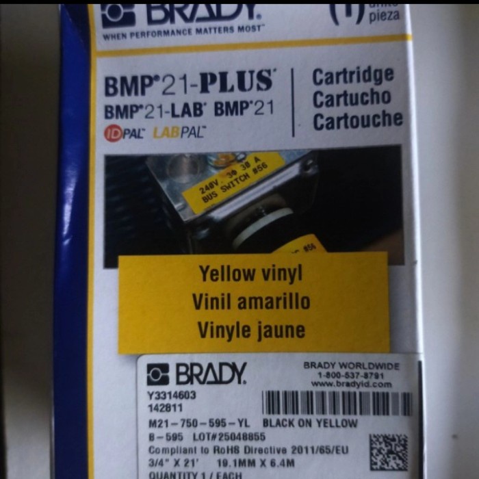 

✨Sale Tape Label Brady 19Mm Vinly M21-750-595- Yl Black On Yellow Terbaru