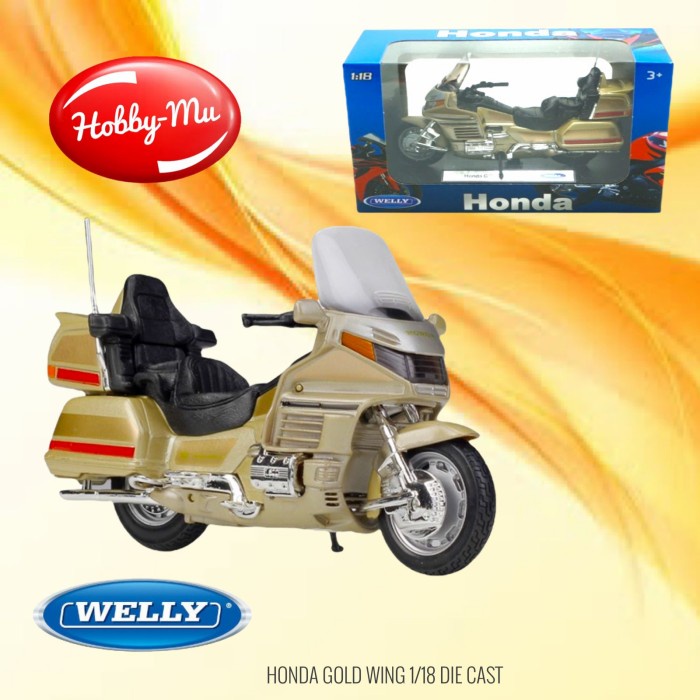 ✅New Miniatur Motor Honda Gold Wing Statis Die Cast - Welly - Skala 1:18 Diskon