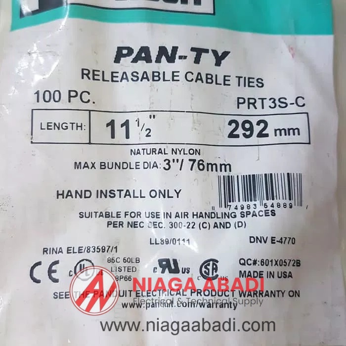 

✨Sale Panduit Nylon Cable Ties L: 292Mm W: 4.8Mm Pan-Ty Prt3S-C 100 Pcs Ul Bisa Sameday