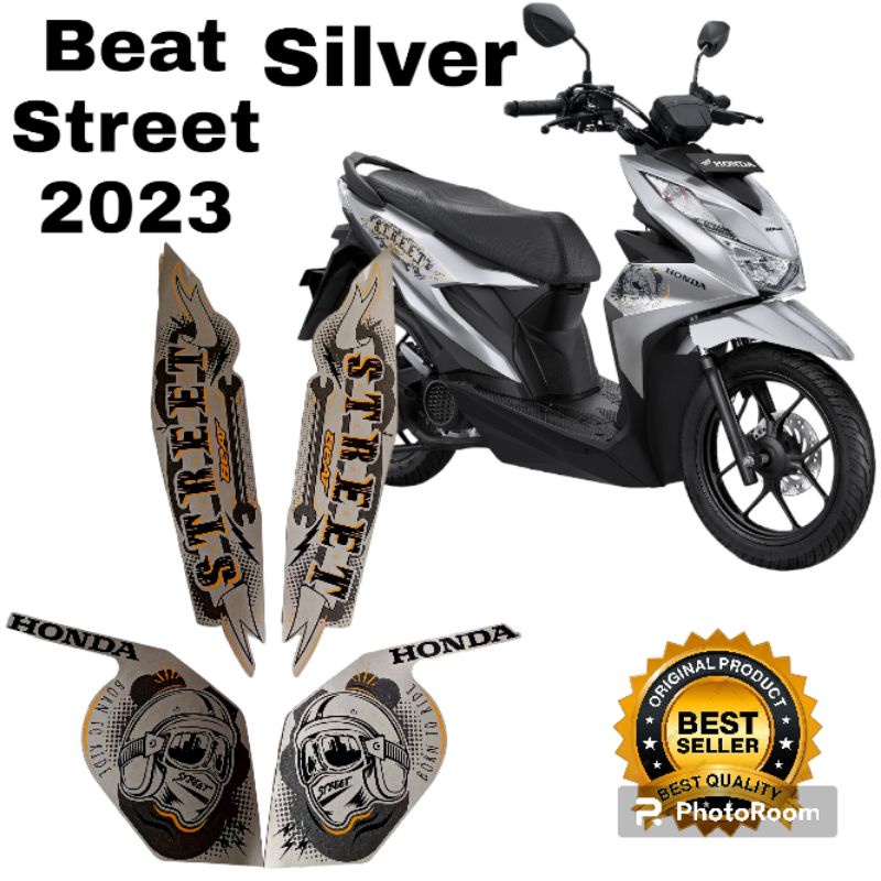 striping honda beat street 2023 silver, stiker lis body motor beat street 2023 silver