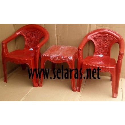 Ready 2 Kursi Teras Plastik Sandaran Bunga 552 Set Meja 4343 Napolly Wandahobes