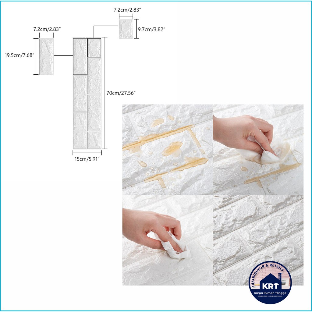 Paket 10 Lembar Wallr Dinding Foam 3D Bata Alam Stiker Dinding Kamar Tidur Peredam Suara Wallfoam 3D