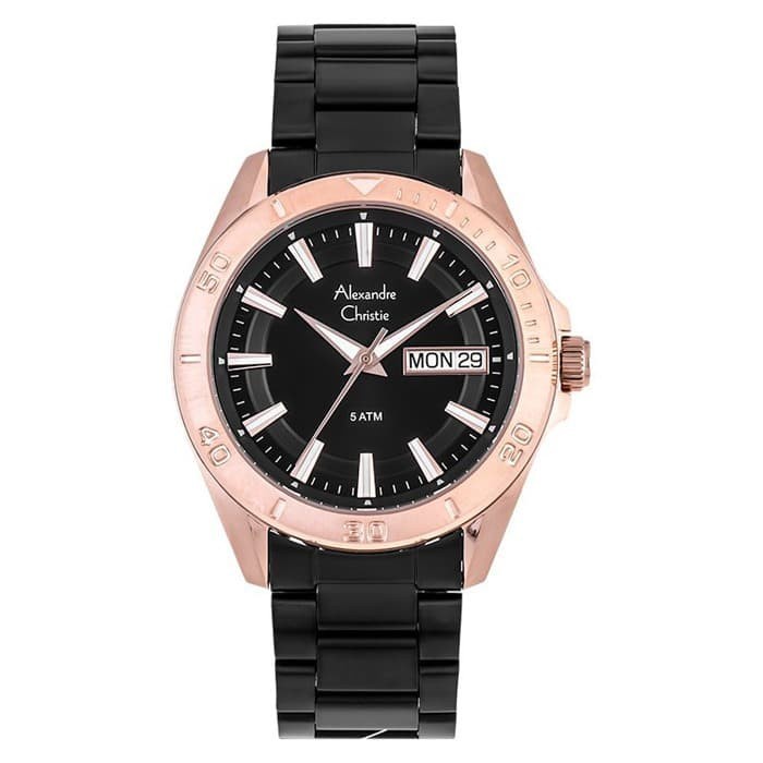 ✅Ori Alexandre Christie 6512 Mbr - Jam Tangan Pria - Hitam Rosegold Ac Diskon