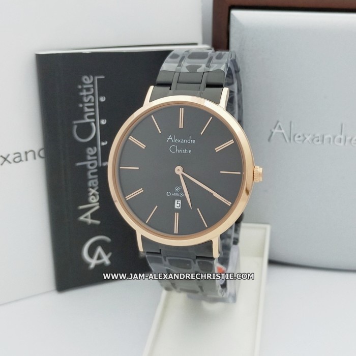 ✅Original Jam Tangan Pria Alexandre Christie Ac 8597 Md Blrg Black Rosegold Ori Terbatas