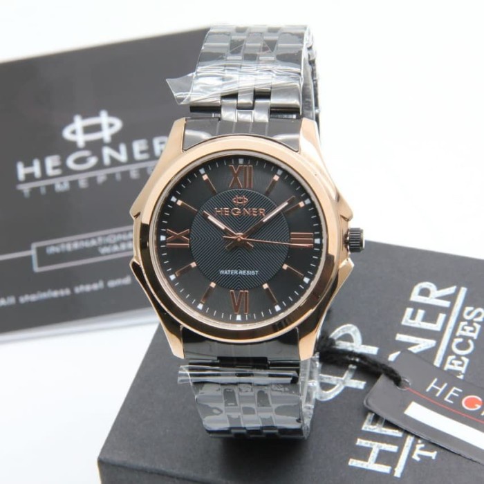 ✅Ori Jam Tangan Pria Original Hegner 8001 Black Rosegold Terbatas