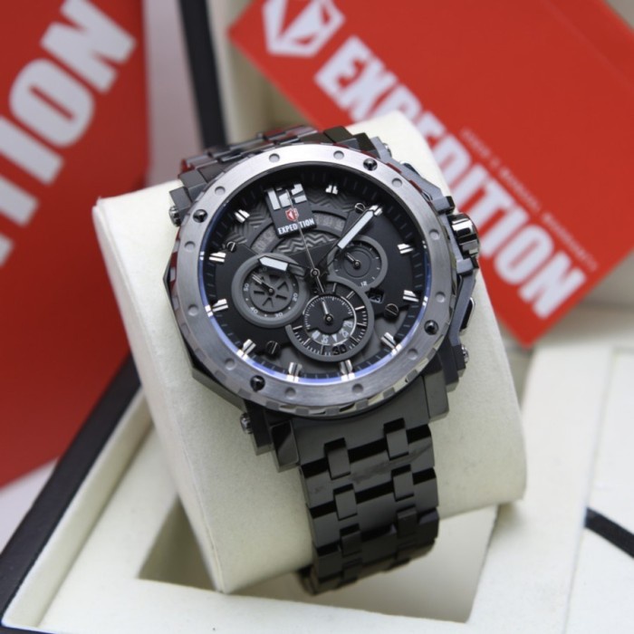 ✅Original Jam Tangan Pria Original Expedition E6402 / 6402 Rantai Full Black Berkualitas