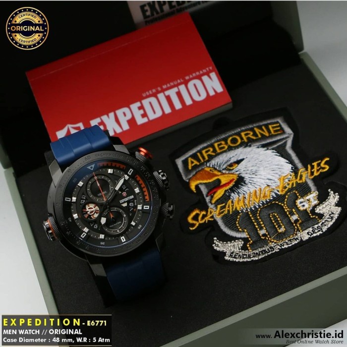 ✅Ready Jam Tangan Pria Expedition Exp6771M Cowok Black Blue Navy Rubber Ori Terbatas