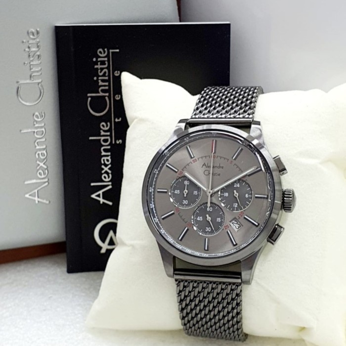 ✅Original Alexander Christie 6574Mc Grey Dial Grey Stainless Steel Men'S Watch Diskon
