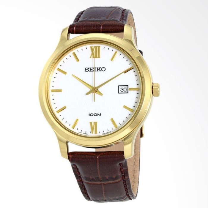 ✅Ready Seiko Sur226P1 Classic Quartz White Dial Brown Leather Bisa Gojek
