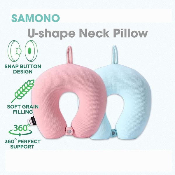 Bantal Leher Travel Anti Pegal Lembut Dewasa Multifungsi SAMONO Pink
