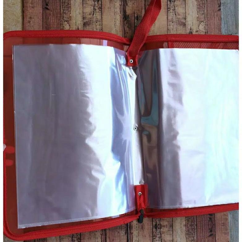 

Kekinian - Clear Holder Zipper Isi 20 - 40 - 60 Lembar Plastik LA / Map Plastik Resleting Folio ~