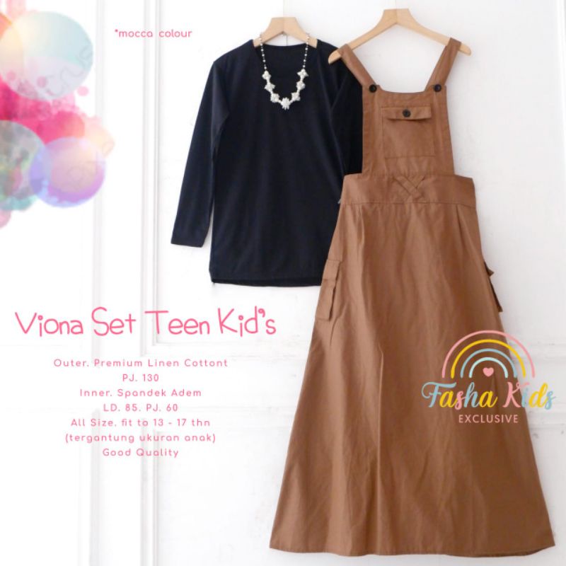 (COD) viona set ORI fasha kids// Zoya overall set// set anak remaja usia 10 11 12 13 14 15 16 tahun