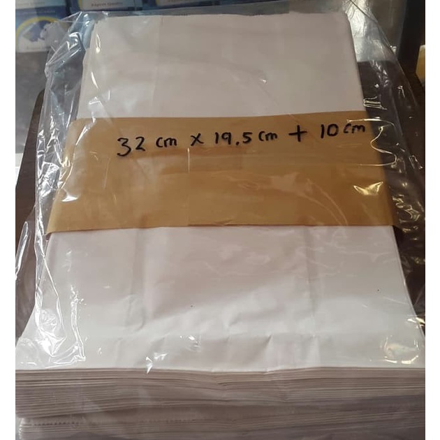 

paper bag besar - kantong kertas putih untuk roti- fried chicken dll ✱okd【