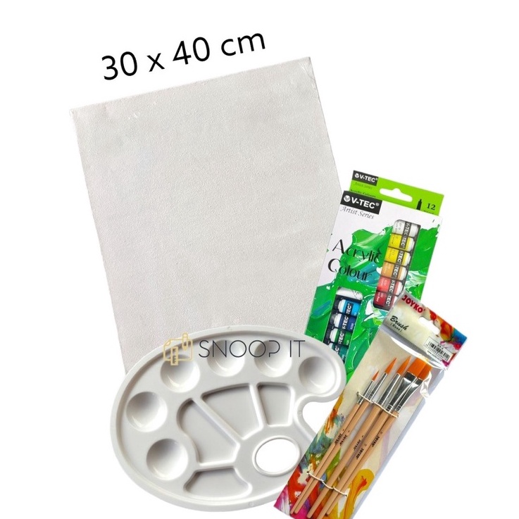 

(S22㊖] Paket Melukis Lengkap Set 4 in 1Jumbo Set Kanvas 30x40 Kuas Palet dan Cat Acrylic - Set- SHSNP.!!