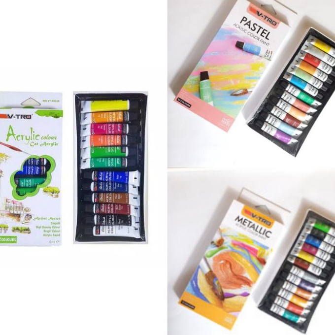 

[A23☎) VTRO V-TRO ACRYLIC REGULER PASTEL METALLIC COLOUR PAINT CAT AKRILIK!