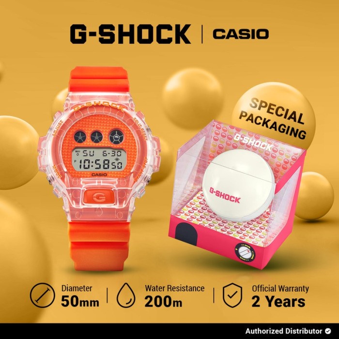 G-shock Jam Tangan Unisex Original DW-6900GL-4DR DIgital Orange
